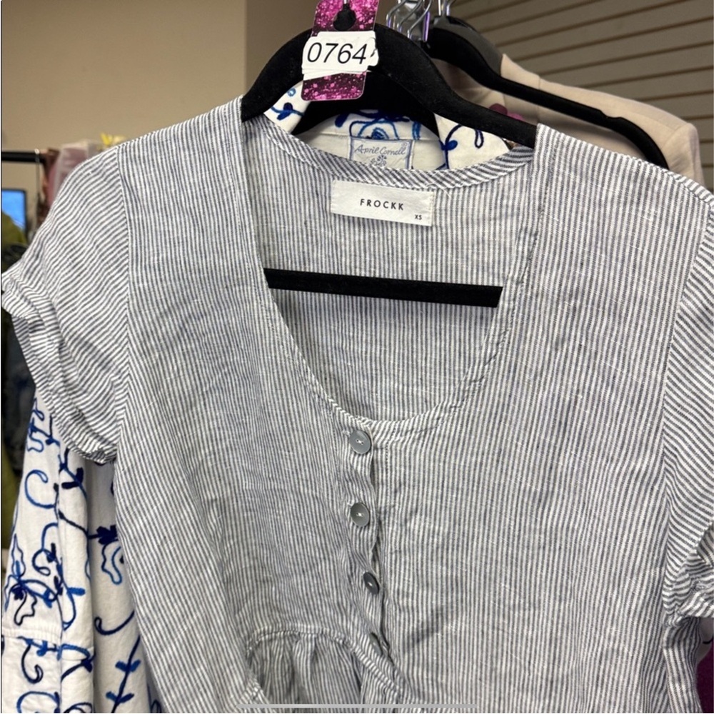 Women's Classic Gray Striped Blouse